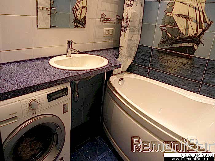 Укрошение ванной - большое панно с морской тематикой