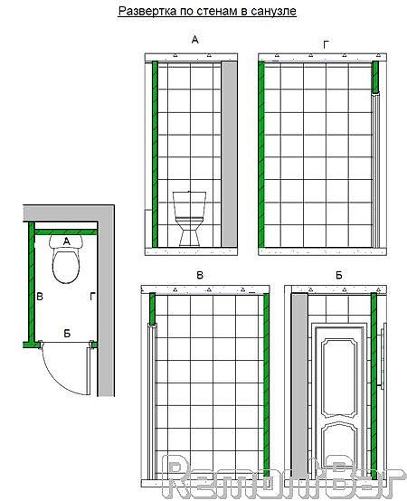 развертка стен в туалете, проект