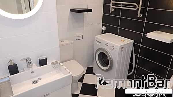 Совмещенный санузел в однокомнатной квартире новой монолитной высотки города Королёв Совмещенный санузел в однокомнатной квартире новой монолитной высотки города Королёв