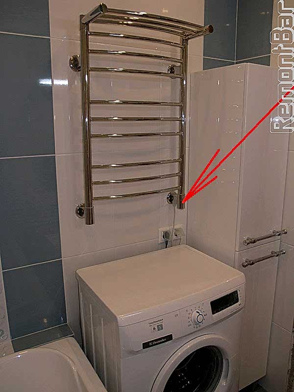 Электрический полотенцесушитель в ванной